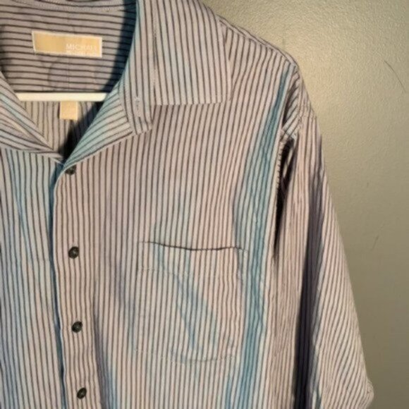 MICHAEL Michael Kors Button Down Gray Blue Stripes - Picture 3 of 7
